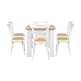 Bianco Nuovo Extendable Dining Table Set | 5-7 Seater Premium Modern Dining Table and Retro Crossback Chairs