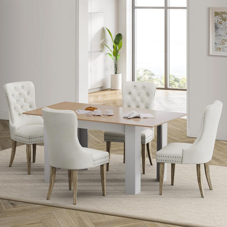Scarlet Luxe Extendable 120-160cm Dining Table Set | 5-7 Seater Premium Modern Dining Table With Tuffted Velet Dining Chairs