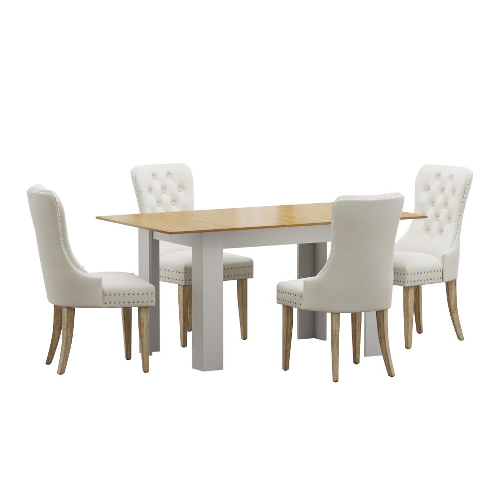 Scarlet Luxe Extendable 120-160cm Dining Table Set | 5-7 Seater Premium Modern Dining Table With Tuffted Velet Dining Chairs