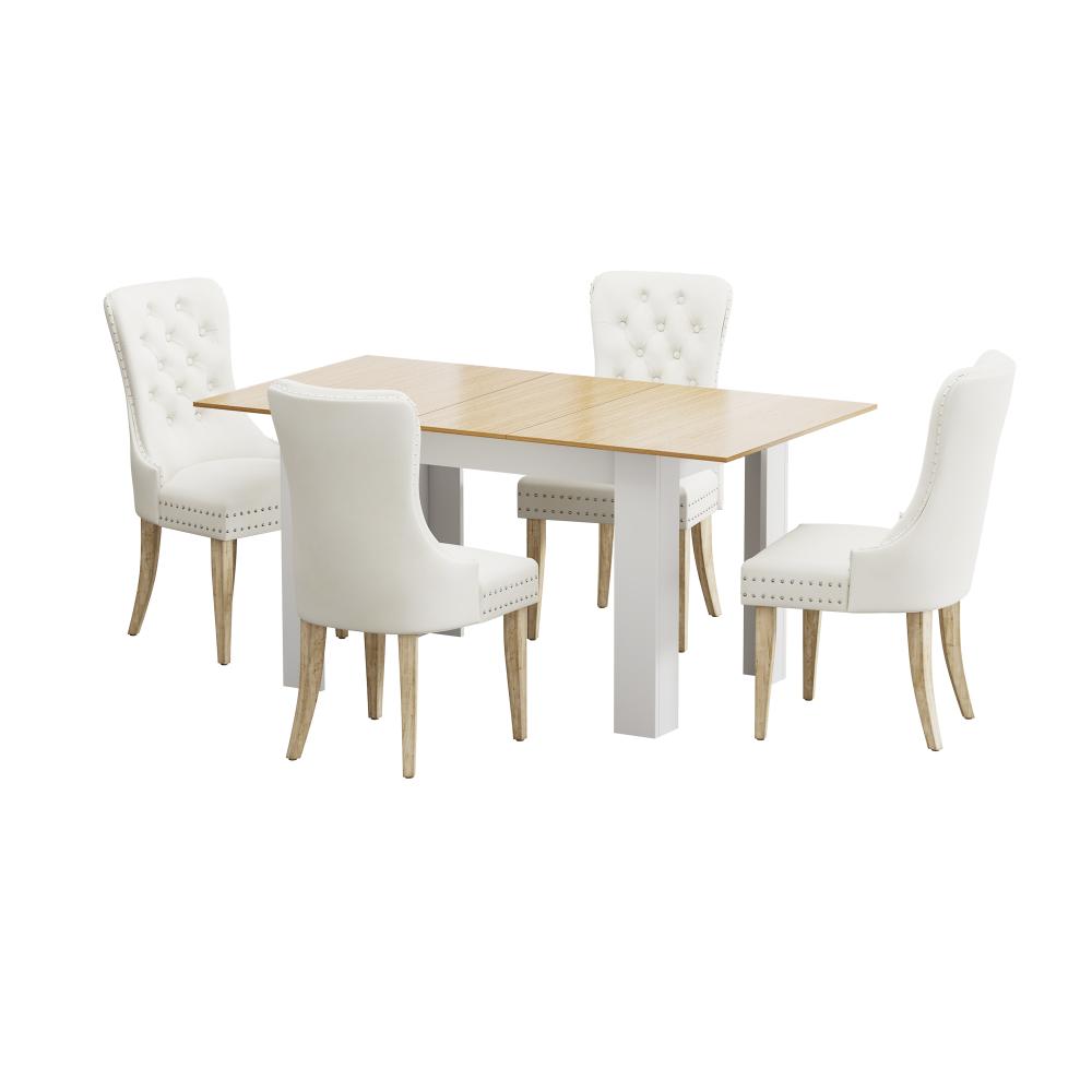 Scarlet Luxe Extendable 120-160cm Dining Table Set | 5-7 Seater Premium Modern Dining Table With Tuffted Velet Dining Chairs