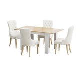 Scarlet Luxe Extendable 120-160cm Dining Table Set | 5-7 Seater Premium Modern Dining Table With Tuffted Velet Dining Chairs