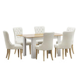 Scarlet Luxe Extendable 120-160cm Dining Table Set | 5-7 Seater Premium Modern Dining Table With Tuffted Velet Dining Chairs
