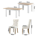 Scarlet Luxe Extendable 120-160cm Dining Table Set | 5-7 Seater Premium Modern Dining Table With Tuffted Velet Dining Chairs