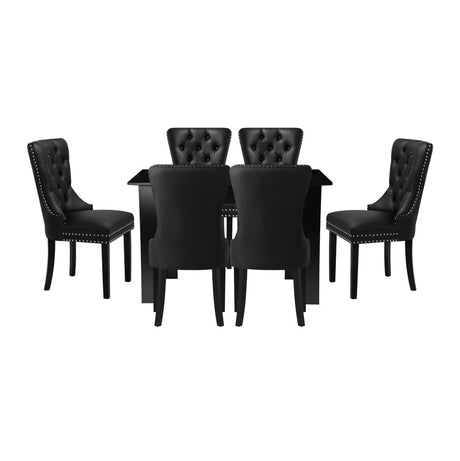 Scarlet Nero Extendable 120-160cm Dining Table Set | 5-7 Seater Premium Black Modern Dining Table Set