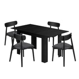 Julius Nero Extendable 120-160cm Dining Table Set | 5-7 Seater Premium All Black Modern Dining Table Set