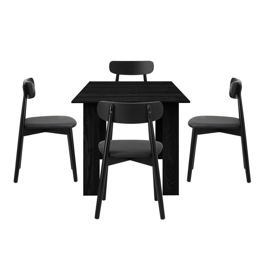 Julius Nero Extendable 120-160cm Dining Table Set | 5-7 Seater Premium All Black Modern Dining Table Set