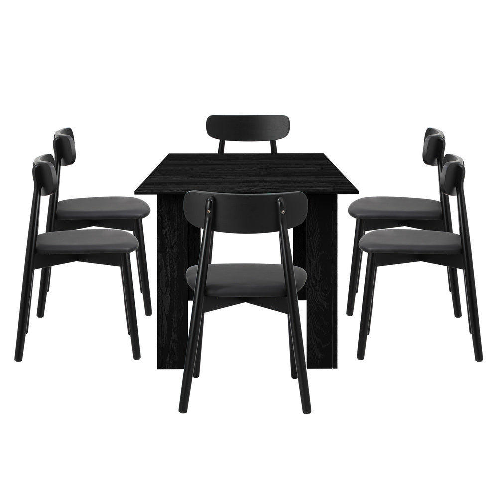 Julius Nero Extendable 120-160cm Dining Table Set | 5-7 Seater Premium All Black Modern Dining Table Set