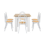 Aris Vintage Extendable Dining Table Set | 5-7 Seater Premium Dining Table and Wooden Rattan Chairs Set