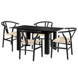 Replica Wishbone Nero Extendable 120-160cm Dining Table Set | 5-7 Seater Premium Modern Dining Table Set