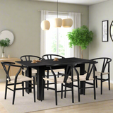 Replica Wishbone Nero Extendable 120-160cm Dining Table Set | 5-7 Seater Premium Modern Dining Table Set