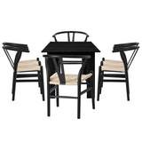 Replica Wishbone Nero Extendable 120-160cm Dining Table Set | 5-7 Seater Premium Modern Dining Table Set