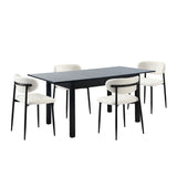 Mila Soft Boucle Extendable Dining Table Set with Curved Chairs | 5-7 Seater Premium Dining Table Set