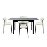 Mila Soft Boucle Extendable Dining Table Set with Curved Chairs | 5-7 Seater Premium Dining Table Set
