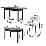 Mila Soft Boucle Extendable Dining Table Set with Curved Chairs | 5-7 Seater Premium Dining Table Set