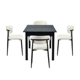 Mila Soft Boucle Extendable Dining Table Set with Curved Chairs | 5-7 Seater Premium Dining Table Set