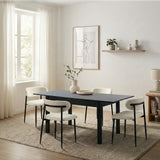 Mila Soft Boucle Extendable Dining Table Set with Curved Chairs | 5-7 Seater Premium Dining Table Set