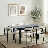 Mila Soft Boucle Extendable Dining Table Set with Curved Chairs | 5-7 Seater Premium Dining Table Set