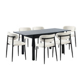 Mila Soft Boucle Extendable Dining Table Set with Curved Chairs | 5-7 Seater Premium Dining Table Set