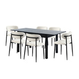 Mila Soft Boucle Extendable Dining Table Set with Curved Chairs | 5-7 Seater Premium Dining Table Set