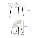 Peruzzi Boucle Luxe Dining Table Set | 5-7 Seater Premium Modern Dining Table Marble Style Top and Boucle Dining Chairs