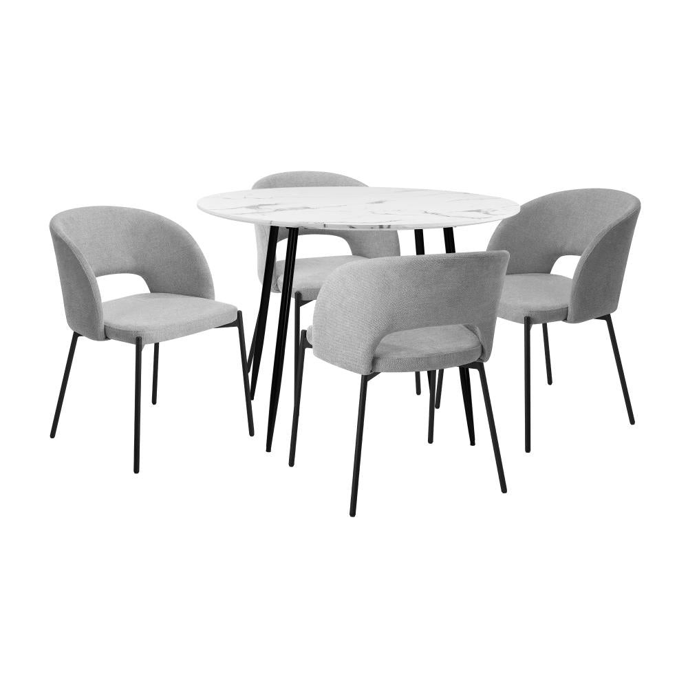 Peruzzi Sivo 5pc Dining Table Set | Premium Modern Dining Table Marble Style Top