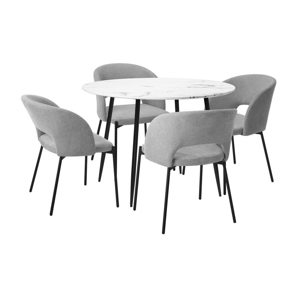 Peruzzi Sivo 5pc Dining Table Set | Premium Modern Dining Table Marble Style Top