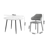 Amalfi Dios 5pc Dining Table Set Winged Chairs |  Premium Modern Dining Table Marble Style Top