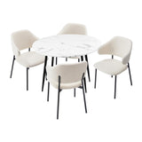 Amalfi Dios 5pc Dining Table Set Winged Chairs |  Premium Modern Dining Table Marble Style Top