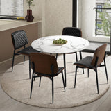 Miami Eros 5pc Dining Table Set Premium PU Leather Chairs |  Premium Modern Dining Table Marble Style Top