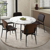 Miami Eros 5pc Dining Table Set Premium PU Leather Chairs |  Premium Modern Dining Table Marble Style Top