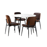 Miami Eros 5pc Dining Table Set Premium PU Leather Chairs |  Premium Modern Dining Table Marble Style Top