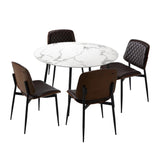 Miami Eros 5pc Dining Table Set Premium PU Leather Chairs |  Premium Modern Dining Table Marble Style Top