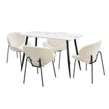 Luzcia Boucle Luxe Dining Table Set with Winged Tub Chairs | 5-7 Seater Premium Dining Table Set