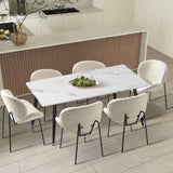 Luzcia Boucle Luxe Dining Table Set with Winged Tub Chairs | 5-7 Seater Premium Dining Table Set