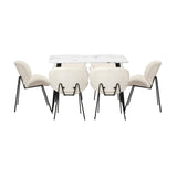 Luzcia Boucle Luxe Dining Table Set with Winged Tub Chairs | 5-7 Seater Premium Dining Table Set