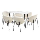 Luzcia Boucle Luxe Dining Table Set with Winged Tub Chairs | 5-7 Seater Premium Dining Table Set