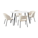 Peruzzi Boucle Luxe Dining Table Set | 5-7 Seater Premium Modern Dining Table Marble Style Top and Boucle Dining Chairs