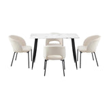 Peruzzi Boucle Luxe Dining Table Set | 5-7 Seater Premium Modern Dining Table Marble Style Top and Boucle Dining Chairs