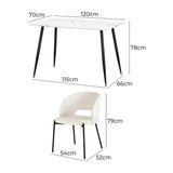 Peruzzi Boucle Luxe Dining Table Set | 5-7 Seater Premium Modern Dining Table Marble Style Top and Boucle Dining Chairs