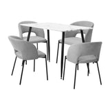 Teddy Millie Luxe Grey Fabric Dining Table Set | 5-7 Seater Premium Modern Dining Table Marble Style Top