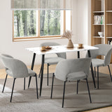 Teddy Millie Luxe Grey Fabric Dining Table Set | 5-7 Seater Premium Modern Dining Table Marble Style Top
