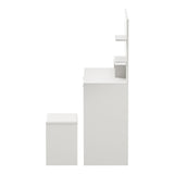 Amoure Hollywood Dressing Table and Stool Set | LED Strip Mirror Storage Makeup Desk Cabinet