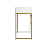 Emperium Luxe Ripple Effect Console Table | White and Gold Hallway Entry Table