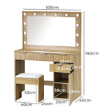 Venezza Large LED Mirror Dressing Table and Stool Set | 10 Light Hollywood Light | Makeup Desk Storage Drawer