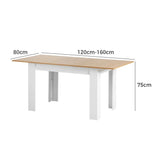 Bianco Nuovo Extendable 120-160cm Dining Table | Wooden Finish Modern Kitchen Table