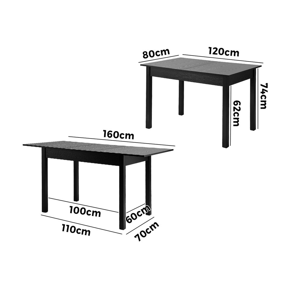 Tuscana Extendable 120-160cm Dining Table | Versatile Woodgrain Finish Modern Kitchen Table