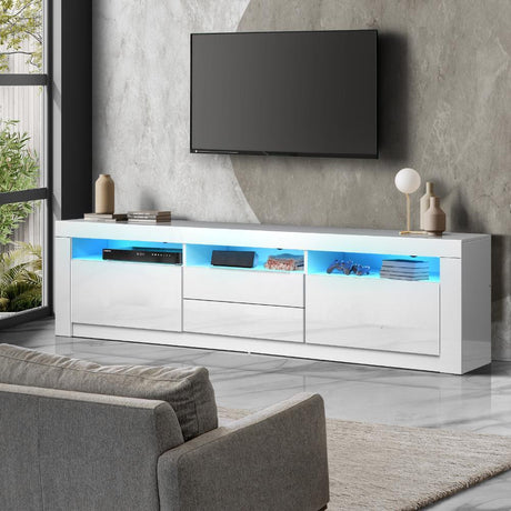 Neo Luxe LED 16 Light TV Cabinet 180cm Entertainment Unit | Hi Gloss TV Unit Stand