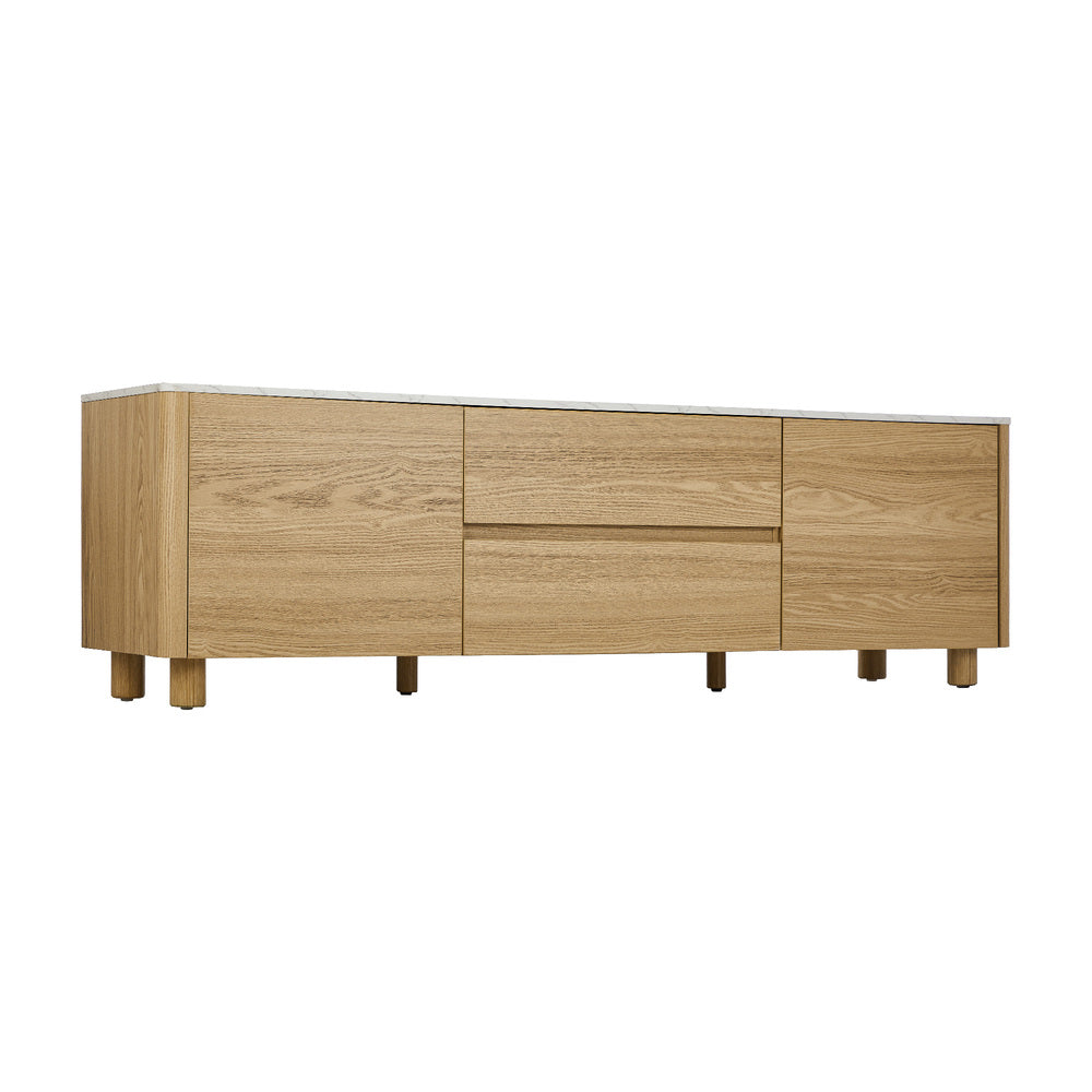 Ferrara 160cm TV Entertainment Unit | Two Tone Marble Style Top TV Cabinet with Storage