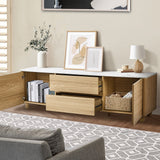 Ferrara 160cm TV Entertainment Unit | Two Tone Marble Style Top TV Cabinet with Storage