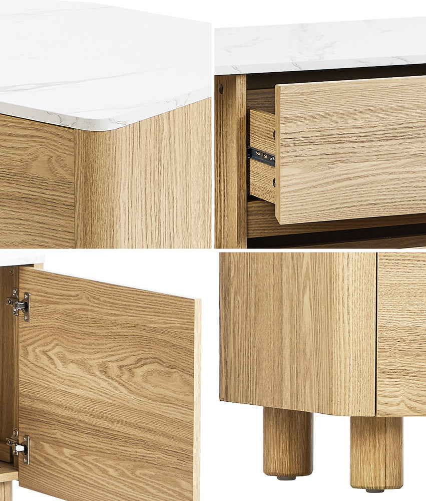 Ferrara 160cm TV Entertainment Unit | Two Tone Marble Style Top TV Cabinet with Storage